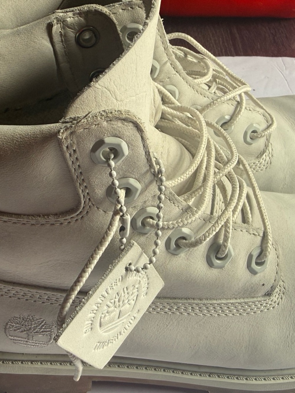 Timberland Premium 6 Inch Boots Cream Beige Waterproof Nubuck Women’s